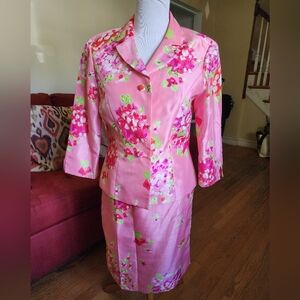 Jessica Howard Pink Floral Blazer & Skirt Set